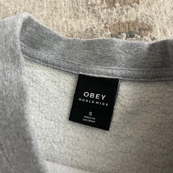 Obey “Equality & Power” Crewneck Pullover — Gray (Size Small) - Picture 5 of 6